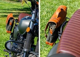 Resim Motosiklet Çantası, Motosiklet Yan Çantası, Kanvas Çanta, Geçme Kilitli (Yeşil) 