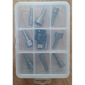 Resim Depolife Somun Sökme Sıkma Torklu Makine Için 9 Adet Lokma Seti ve Bits Adaptör 1/2 Hex 