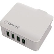 Resim Tsmart iphone Uyumlu Şarj Kablolu 4 Usb Seyahat Şarj Cihazı 