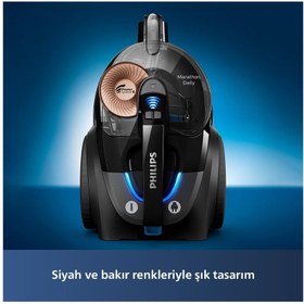 Resim Philips Marathon Metalik Siyah Daily Torbasız Elektrikli Süpürge 