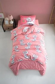 Resim Sevimli Kedi Desenli Baskılı Çocuk Nevresim Takımı Tek Kişilik Yumuşak Pamuklu Kumaş 