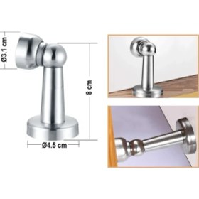 Resim 8 Cm Güçlü Mıknatıslı Kapı Tamponu Saten, Kapı Stoperi 