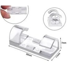 Resim Askımo 20LI Şeffaf Kablo Sabitleyici Düzenleyici Klips Duvar Fayans Cam Yapışkanlı Kablo Tutucu 20 Adet 