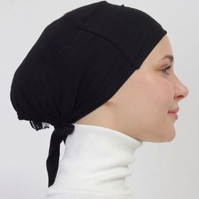 Resim Pratik Dikişsiz Bağlamalı Kaymayan Tesettür Bone Siyah 