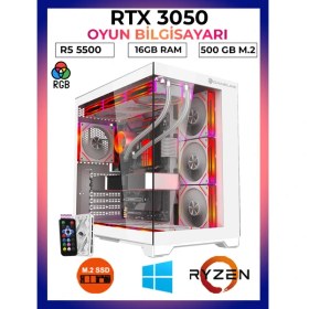 Resim Gameline Pro X25 Ryzen 5 5500 16GB Ram 500GB M.2 Nvme RTX3050 Oyuncu Free Dos Masaüstü Bilgisayar 
