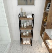 Resim FLORADESİGN Daisy Siyah 4 Katlı Raf Banyo Köşe Rafı Mutfak Düzenleyici Raf 