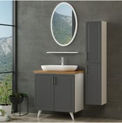 Resim Minar Sanya Banyo Dolabı 100cm Ay2k+1ea1r+tzg+boy Beyaz Antrasit 