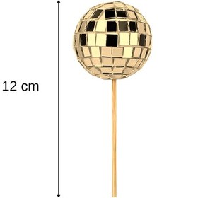 Resim Çubuklu Disko Topu Pasta Süsü Altın 5 Cm - 20 Adet Tüm Yaşlar 