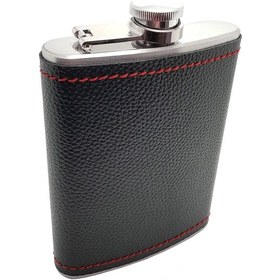 Resim Çelik Üzeri Siyah Deri Kaplı 8 Oz 240 ML Içki Matarası Py96Sy 