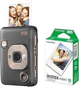 Resim instax mini LiPlay Hybrid Elegant Black Fotoğraf Makinesi 10lu mini Film 