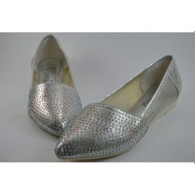 Resim Beety 3102 Gümüş Tüllü Taşlı Kadın Babet Ayakkabı Gümüş 