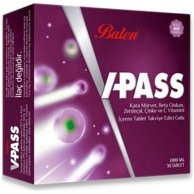 Resim Balen V-Pass Takviye Edici Gıda 1000 MG 30 Tablet 
