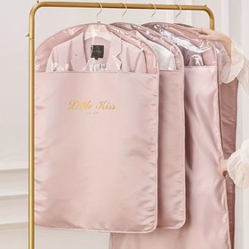 Resim Sipper Kapatma ile Polyester Giyim Kılıfları - Solunumlu Toz Korumalı Depolama Çantaları, Kürk Kabanlar, Elbiseler, Takım Elbiseler - Ev Kullanımı Askı Giyim Koruma Seti 