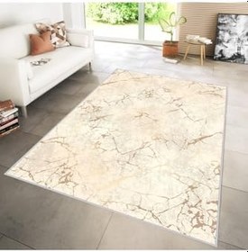 Resim Rovigo Dijital Baskı Yıkanabilir Kaymaz Taban Salon Halısı RVG1291, Bej, 160 x 120 
