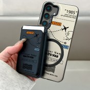 Resim 2'li set Lüks moda yaratıcı şok emici Rota haritası Desenli Manyetik telefon kılıfı & şık lüks yapay deri Manyetik özellikli Çok fonksiyonlu kart klipsi for Samsung Galaxy S25 S24 S23 S22 S21 Plus Ultra FE A55 A54 A53 A52 A52S A32 A23 A16 A15 A14 5G KW1 Manyetik Cüzdan Kart Tutucu banka kartları 
