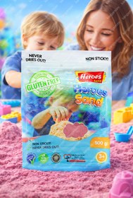 Resim HEROES 500 Gr Pembe Kinetik Kum - Eğlenceli Akışkan Eğitici Kinetik Oyun Kumu 