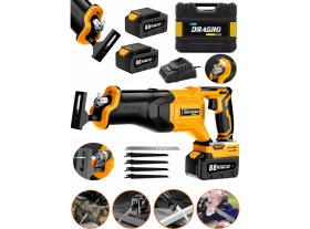 Resim Dragro 88 V 10 Ah Çift Akülü Tilki Kuyruğu Ağaç Dal Kurban Kesim Makinesi 5 Adet Bıçak Şarjlı Tilki 