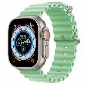 Resim Apple Watch 38mm Uyumlu Kordon Ocean Silikon Yumuşak Esnek Metal Tokalı Zore KRD-75 Kayış Açık Yeşil 