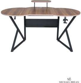 Resim Michael Brean Özel Oval Tasarım Oyuncu Masası 156 Cm Bardaklık Ve Kulaklık Tutucu Hediye 