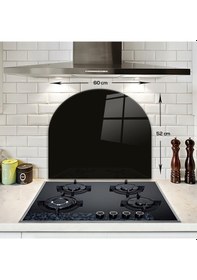 Resim Decorita Cam Ocak Arkası Koruyucu | Oval Şekilli|Düz Renk - Siyah 