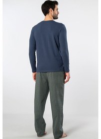 Resim Cacharel Erkek Poplin O Yaka Uzun Kollu Pijama Takım 2239/yeşil 3 Lacivert 