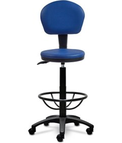 Resim Ofiscombin Ofis Büro Döner Tekerlekli Amortisörlü Arkalıklı Sırtlı Yüksek Bar Taburesi Parlement Mavi Deri 00047499503 