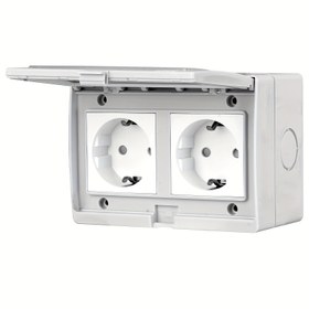 Resim Dış Mekan Almanca, Fransızca ve İngilizcesi Çift Priz Kutuları, Priz Kutusu 250V/16A, IP55 Kapaklı Priz Kutusu Bahçeler, Garajlar, Çamaşır Odaları veya Mutfaklar için Uygun, İngiliz Standardı, Dış Mekan Prizi, Dış Mekan Priz Girişi, Dış Priz 