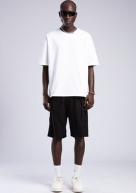 Resim Beli Lastikli Keten Şort 