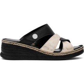 Resim Mammamia D25YT-1265 Kadın Deri Dolgu Topuk Terlik Siyah 