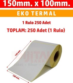 Resim DİJİTAL BARKOD 150x100 Termal Etiket Barkod Etiketi / 1 Rulo 250 Adet (toplam: 250 Adet) - 15x10 10x15 
