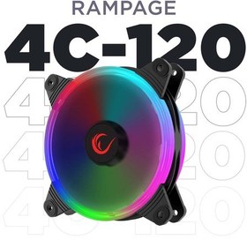 Resim Rampage 4C-120 12cm Double Ring 5 Renk Ledli Gökkuşağı Rainbow Kasa Fanı 
