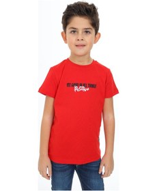 Resim Toontoy Kids Toontoy Erkek Çocuk Positive Baskılı Tişört Kırmızı 
