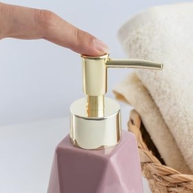 Resim Porsima 3203 Seramik Sıvı Sabunluk - Tezgah Üstü Banyo Mutfak Lavabo Sabunluğu - 250 cc Pudra 