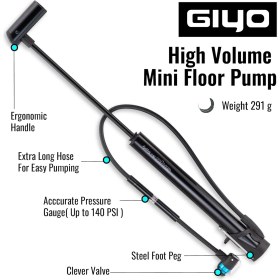 Resim Bike And Art Gıyo GM-631 Mini Ayaklı Bisiklet Pompası 