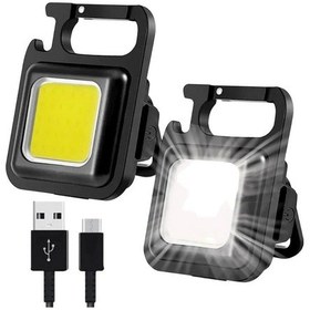 Resim El Feneri 3 Konumlu Cob Ledli Şarjlı Mıknatıslı Şişe Açacaklı Su Geçirmez Kamp Işığı Siyah 