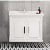 Resim Denko Albatros 80 Cm Mdf Beyaz Banyo Dolabı Alt Modül Ve Lavabo Beyaz 