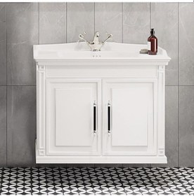 Resim Denko Albatros 80 Cm Mdf Beyaz Banyo Dolabı Alt Modül Ve Lavabo Beyaz 