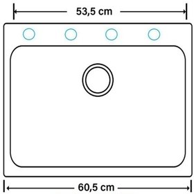 Resim Meyesin ME-60B Granit Tek Gözlü Mutfak Evyesi Beyaz 50 x 60 CM 