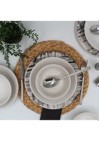 Resim Ekose 18 Parça 6 Kişilik Siyah Yemek Takımı Düz 