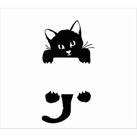 Resim Stickermarket Kedi Sticker Siyah 