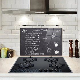 Resim Decorita Cam Ocak Arkası Koruyucu | Aşkın Tarifi | 