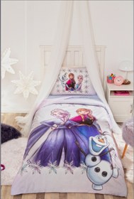 Resim Özdilek Frozen Frosted Disney Tek Kişilik Kapitoneli Nevresim Takımı Lila 