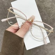 Resim 1 Çift Şık Unisex Yuvarlak Tam Çerçeveli Gözlük - Metal Çerçeve, Şeffaf Plastik Mercekler - Okul, İş veya Moda Aksesuarı için İdeal 