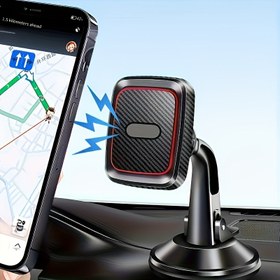 Resim Evrensel 360° Dönebilen Araç Telefon Tutacağı, Gösterge Paneli Manyetik Cep Telefonu Tutucu, ABS Malzeme, Kare Şekil, Otomatik Araç Uyumlu, Su Geçirmez Değil - Kolay Kurulum ve Kullanım 