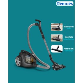 Resim Philips Halı Döver Turbo Fırçalı Kumandalı Marathon Ultimate XB9145 Toz Torbasız Süpürge+ Yedek Hepa Filitre 