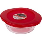 Resim Ocuisine Kırmızı Yuvarlak Cam Saklama Kabı 14x12 Cm 