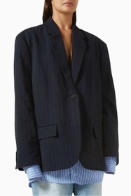Resim Lacivert Oversized Blazer Astarlı Kadın Ceket - Lacivert / 40 