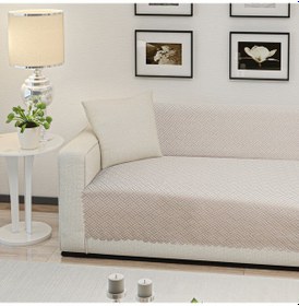 Resim Kaymaz Tabanlı Koltuk Örtüsü 175x215 Cm Altı Polarlı, Örme Kumaş, Çekyat Ve Kanepe Uyumlu Bej 