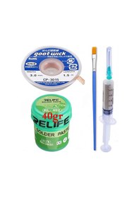 Resim Relıfe Rl-402/ Krem Lehim Paste 183 C 40g Flux Lehim Toplama Ve Cp 3015 Lehim Emme Teli Elektronikçi Yardımcı Seti01 