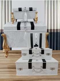 Resim Sonem Çeyiz Söz Nişan Bohça Gelin Düğün Damat Çeyiz Sandığı 5li Set 0568k 